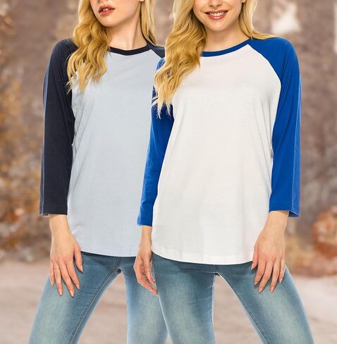 Protrend Womens 2Pack 3/4 Sleeve Raglan Baseball Jersey in Saudi Arabia