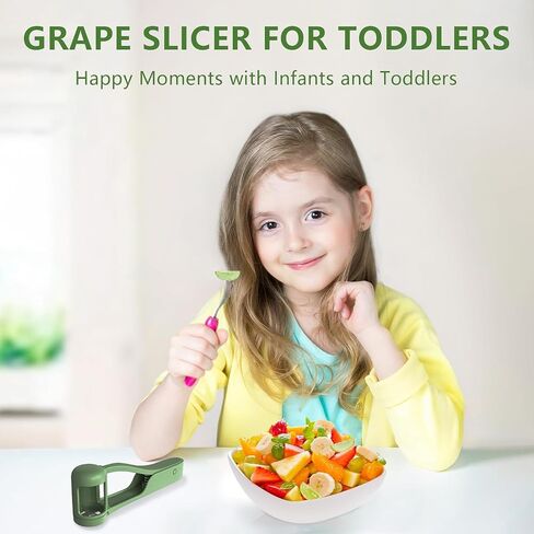 EWUVP Grape Cutter for Toddlers, Grape Slicer for Baby, Cherry Tomato Strawberry Cutter Quarter Fruit Slicer Tool for Vegetable Fruit Salad Cake Decoration, Stainless Steel Kitchen Gadget(Green) in Saudi Arabia