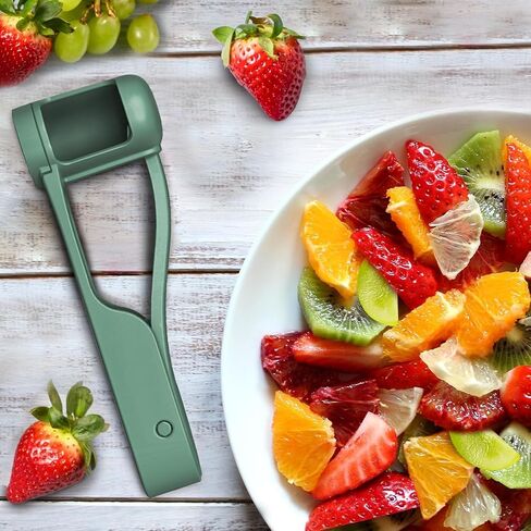 EWUVP Grape Cutter for Toddlers, Grape Slicer for Baby, Cherry Tomato Strawberry Cutter Quarter Fruit Slicer Tool for Vegetable Fruit Salad Cake Decoration, Stainless Steel Kitchen Gadget(Green) in Saudi Arabia