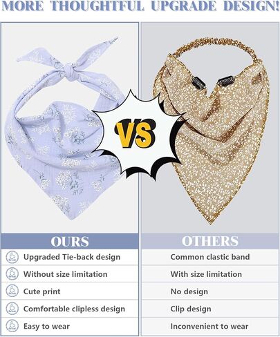 AWAYTR 3Pcs Hair Bandanas Head Kerchief for Women Girls Tie-Back Boho Hair Scarf Headband Bandana Triangle Head Scarf in Kuwait