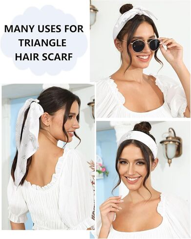 AWAYTR 3Pcs Hair Bandanas Head Kerchief for Women Girls Tie-Back Boho Hair Scarf Headband Bandana Triangle Head Scarf in Kuwait