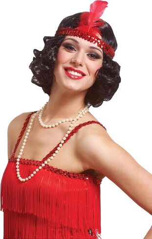Costume Culture Women's Curly Flapper Wig with Sequin Headband in Saudi Arabia