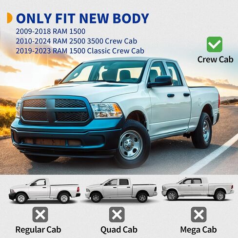 6.5 بوصة من الألواح والخطوات المتوافقة مع 2009-2018 Dodge RAM 1500 Crew Cab (بما في ذلك 2019-2024 1500 Classic) ، 2010-2024 RAM 2500/3500 ، NERF BARS in Saudi Arabia