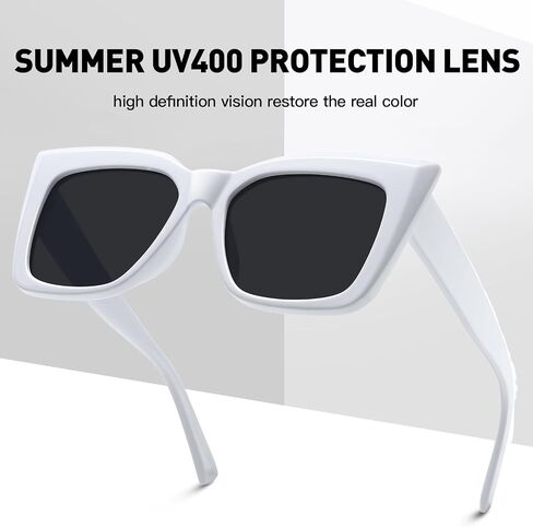 Fozono Women Square Sunglasses Black Sunglasses for Women Retro Sun Glasses UV400 Protection in Saudi Arabia