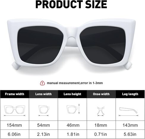 Fozono Women Square Sunglasses Black Sunglasses for Women Retro Sun Glasses UV400 Protection in Saudi Arabia