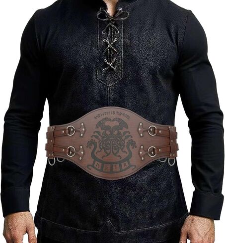 Medieval Viking Wide Belts, Faux Leather Armor Belts, LARP Halloween and Renaissance Costume Accessories Embossed in Saudi Arabia