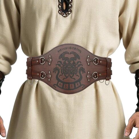 Medieval Viking Wide Belts, Faux Leather Armor Belts, LARP Halloween and Renaissance Costume Accessories Embossed in Saudi Arabia