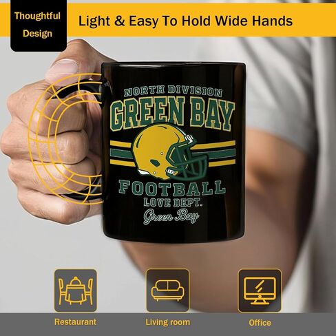Football Fan Ceramic Coffee Mug Cup Kansas City Themed Merch Shop Men Women Sport Stuff Gear Apparel Chiefs Team Desk Decor Accessories Merchandise Dad Boyfriend Bf Birthday Christmas Cool Xmas Gift in Saudi Arabia