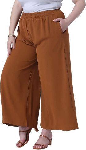 Agnes Orinda Plus Size Palazzo Pants for Women Wide Leg with Pockets Casual Summer Pants in Saudi Arabia