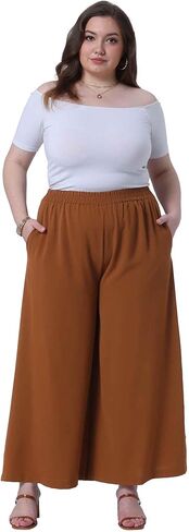 Agnes Orinda Plus Size Palazzo Pants for Women Wide Leg with Pockets Casual Summer Pants in Saudi Arabia
