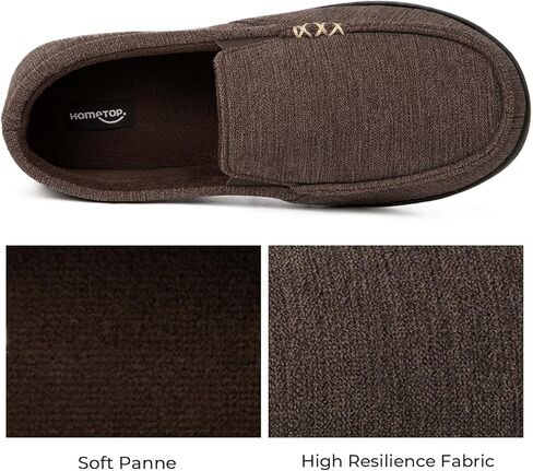 HomeTop شباشب منزل رجالية أحذية رغوة الذاكرة الأخفاف نمط داخلي في الهواء الطلق كلاسيكي تنفس قسط ميكروسويد قابل للغسل النعال in Kuwait