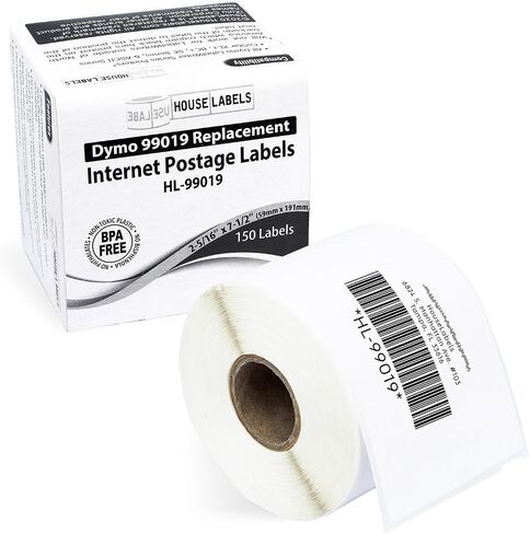 ملصقات منزلية مقاس 2-5/16 × 7-1/2 بوصة متوافقة مع Dymo HL-99019 ملصقات بريدية للإنترنت مكونة من جزء واحد، لفة واحدة، 150 ملصقًا لكل لفة - أبيض in Kuwait