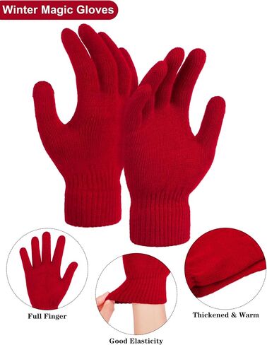 URATOT 12 Pack Gloves and Beanies Magic Gloves and Knit Beanies Hats Winter Warm Gloves Hat for Men Women in Kuwait