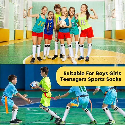 Hercicy 30 Pairs Kids Soccer Socks Sport Team Knee High Football Socks Athletic Striped Hockey Socks for 5-12 Years in Saudi Arabia