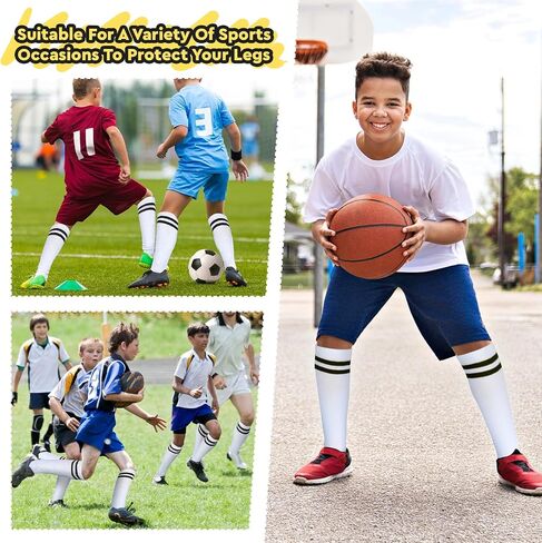 Hercicy 30 Pairs Kids Soccer Socks Sport Team Knee High Football Socks Athletic Striped Hockey Socks for 5-12 Years in Saudi Arabia