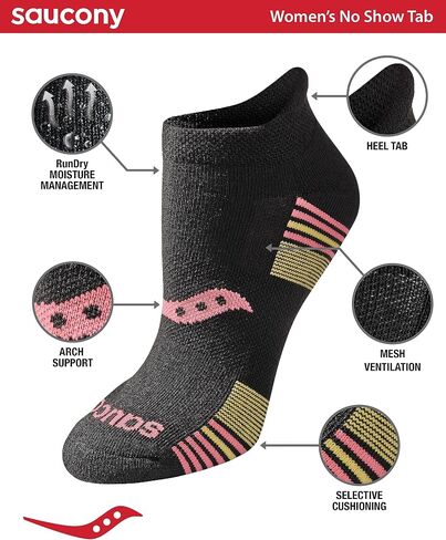 Saucony Women's Performance Heel Tab Athletic Socks (8 & 16 Pairs) in Saudi Arabia