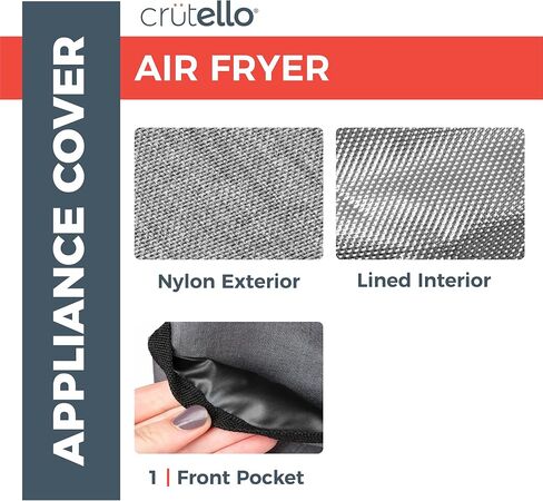 Crutello Air Fryer Cover with Storage Pockets for 10 Quart Fryer, Air Fryer Cover Dust Cover - Small Appliance Dust Covers - Black Air Fryer Cover, Bread Machine Cover in Kuwait