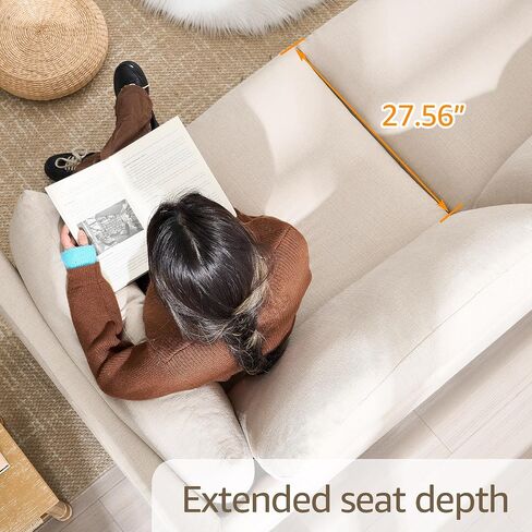 Modern Slipcover 3-Seater Sofa, 81.3 inch Living Room Couch, Light Gray Linen Fabric in Saudi Arabia
