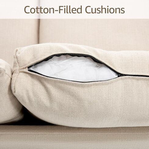 Modern Slipcover 3-Seater Sofa, 81.3 inch Living Room Couch, Light Gray Linen Fabric in Saudi Arabia
