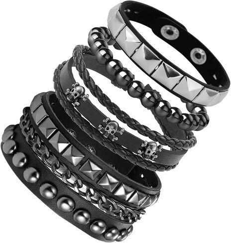 4 PCS Leather Proclets for Women ، Mens Spiked Rock Rock Grunge Cuffbands Emo Accessories for 80s 90s ompits in Saudi Arabia