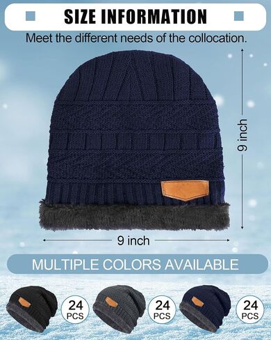 Geyoga 72 Pcs Bulk Winter Beanie Hats for Men Women, Fleece Lined Beanie Warm Knitted Hats Winter Slouchy Beanie Skull Cap in Saudi Arabia