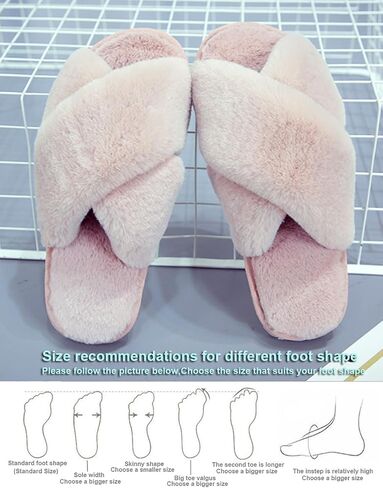 LZLER Women’s Cross Band Slippers, Soft Plush Fleece Lightweight Non Slip Open Toe Flip Flop Shoes House Indoor Outdoor Fur Fuzzy Slippers in Kuwait