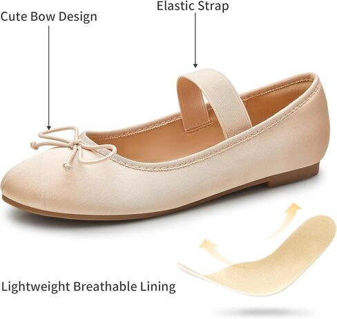 Trary Ballet Flats للنساء، أحذية Mary Jane للنساء، أحذية مسطحة للنساء، أحذية مسطحة بمقدمة مستديرة للنساء، أحذية مسطحة مريحة للنساء، أحذية رسمية بفيونكة لطيفة، أحذية مسطحة بأشرطة مرنة للنساء in Kuwait
