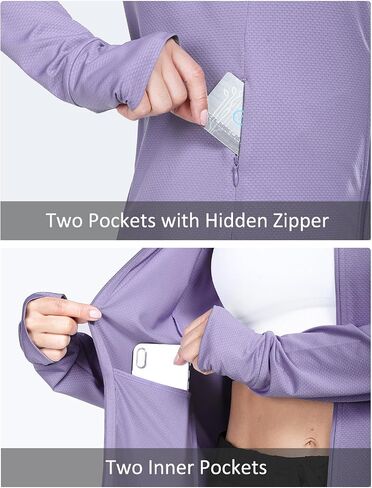 BALEAF Women's Long Sleeve Running Shirts UPF 50+ Sun Protection Full Zip Athletic Jackets Lightweight Zipper Pockets in Saudi Arabia