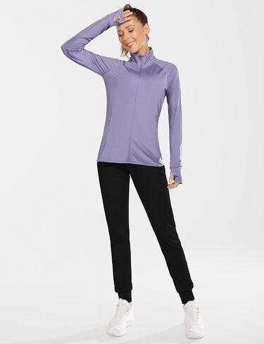 BALEAF Women's Long Sleeve Running Shirts UPF 50+ Sun Protection Full Zip Athletic Jackets Lightweight Zipper Pockets in Saudi Arabia