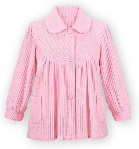 Collections Etc Women's Soft Fleece Full-Button Front Bed Jacket with Pockets Light Blue Small in Kuwait
