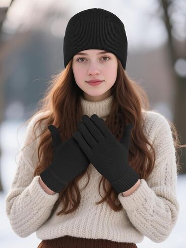 URATOT 24 Pack Winter Beanies Hats and Winter Magic Gloves Men Women Winter Gloves Beanie Set in Saudi Arabia