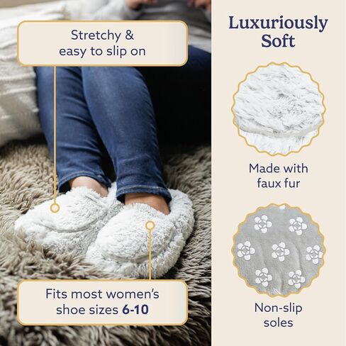 warmies Microwaveable House Slippers for Women - Plush, Soft & Fuzzy Indoor Slippers with Backs & Non-Slip Memory Foam Soles - Cozy Warm Ladies Slipper in Saudi Arabia
