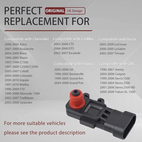 مستشعر الضغط المطلق المنوع من OTUAYAUTO 37830-PAA-S00 - بديل لسيارة Honda Civic، Accord، CR-V، Odyssey - يناسب مركبات 1994-2002 - ما بعد البيع من المصنع على طراز OEM in Kuwait