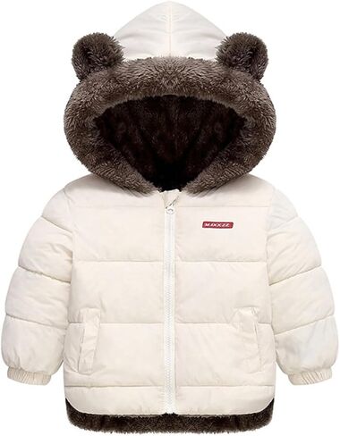 Toddler Baby Boys Girls Winter Fleece Jacket Unisex Little Kids Warm Hooded Outwear Coat 1-5T in Saudi Arabia