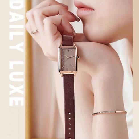 VALENCE Women's Watches. Vintage Small Face Square Watches for Women. Classic Ladies Quartz Watches with Brown Leather Band (Model VC084) in Saudi Arabia