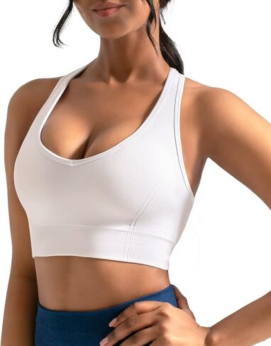 حمالة صدر رياضية من CELER للنساء من Racerback الكيمياء بدون خياطة للتمرين واليوجا واللياقة البدنية مع وسادات قابلة للإزالة in Kuwait