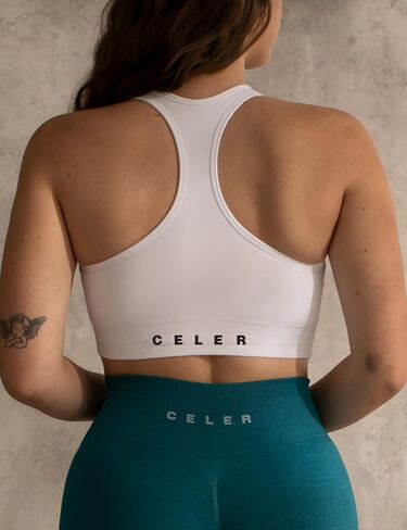 حمالة صدر رياضية من CELER للنساء من Racerback الكيمياء بدون خياطة للتمرين واليوجا واللياقة البدنية مع وسادات قابلة للإزالة in Kuwait