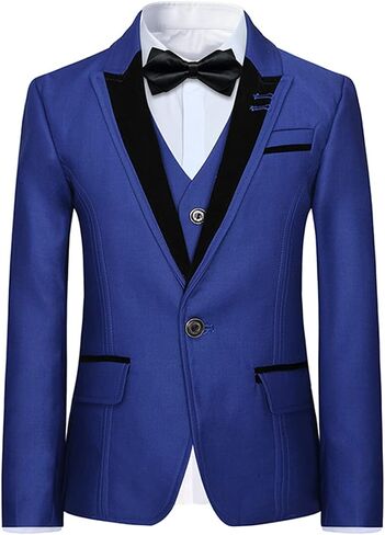 Boyland Boys 3 Pieces Tuxedo Suits Jacquard Shawl Lapel Slim Fit Tux Jacket Vest Pants 4 Colors Prom Party Wedding in Kuwait