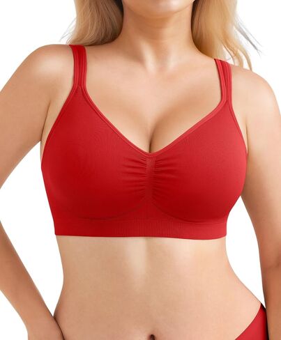Popilush Wireless Bras for Women Seamless Supportive Bra Full Coverage Comfortable Bralettes with Wide Strap in Saudi Arabia