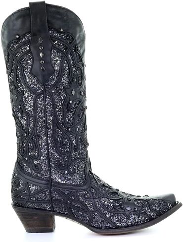 CORRAL Brown Glitter Inlay & Studs Womens Snip Toe Western Boots C3331 in Kuwait