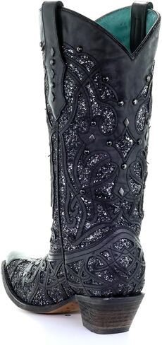 CORRAL Brown Glitter Inlay & Studs Womens Snip Toe Western Boots C3331 in Kuwait