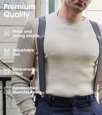 PIERROT Suspenders for Men with Very Strong Clips - One Size Adjustable - Braces for Men Trousers Heavy Duty in Saudi Arabia