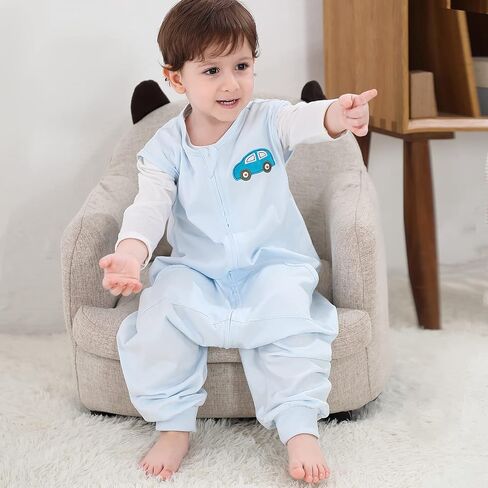 كيس نوم من HOMEAL مع أرجل، أكياس نوم للأطفال الصغار في الصيف 2t-3t، بطانية خفيفة يمكن ارتداؤها للأطفال الصغار، كيس نوم خفيف الوزن للأطفال للمشايات المبكرة، 12 شهرًا - 7T in Kuwait