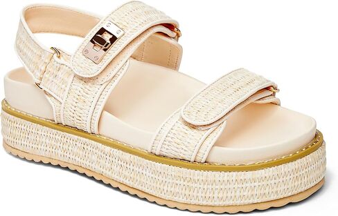 Coutgo Womens Platform Sandals Comfortable Flat Sandals Double Strap Footbed Summer Beach Sandals in Saudi Arabia