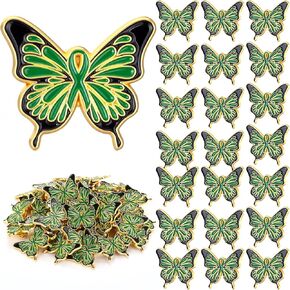 48 Pcs Leukemia Awareness Enamel Lapel Pin Orange Ribbon Butterfly Pins for Multiple Sclerosis Kidney Cancer Prevention in Kuwait