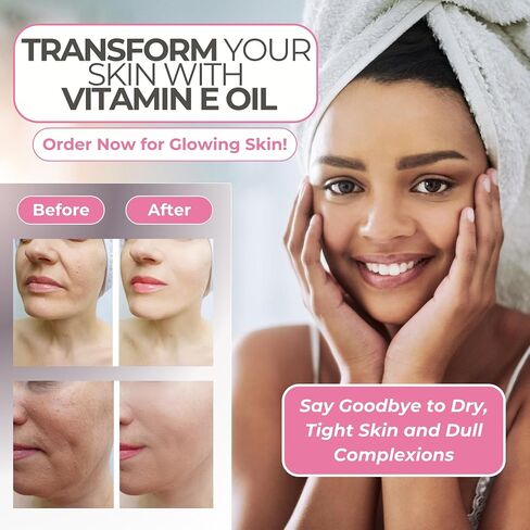Leven Rose Vitamin E Oil 75,000 IU per oz 100% Natural, Organic, Pure Vitamin E Oil for Skin, Face, Hair, Nails, and Scars, 4 oz in Kuwait