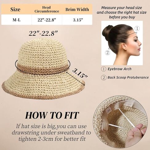 Floppy Big Beach Straw Hats for Women Foldable Summer Wide Brim Packable Oversized Sun Hat Womens Travel Straw Fedora Hat in Kuwait