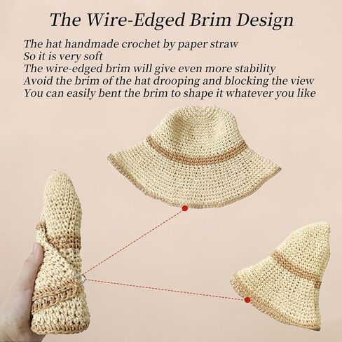 Floppy Big Beach Straw Hats for Women Foldable Summer Wide Brim Packable Oversized Sun Hat Womens Travel Straw Fedora Hat in Kuwait