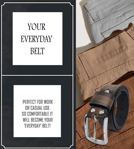 Fine Motto Men's Full Grain Casual Everyday use Handmade Leather Belt | Gift Box | in Saudi Arabia