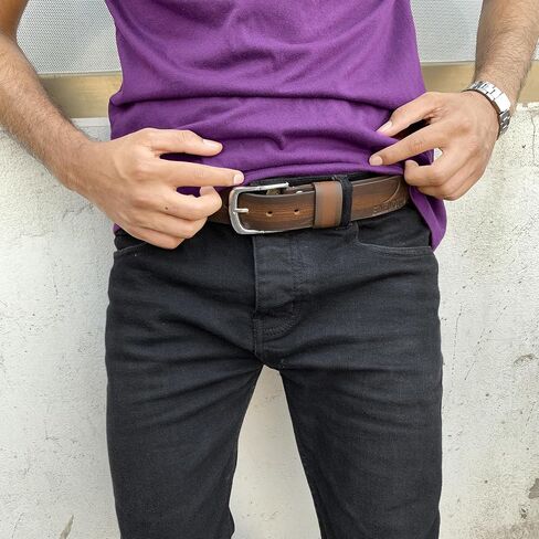 Fine Motto Men's Full Grain Casual Everyday use Handmade Leather Belt | Gift Box | in Saudi Arabia